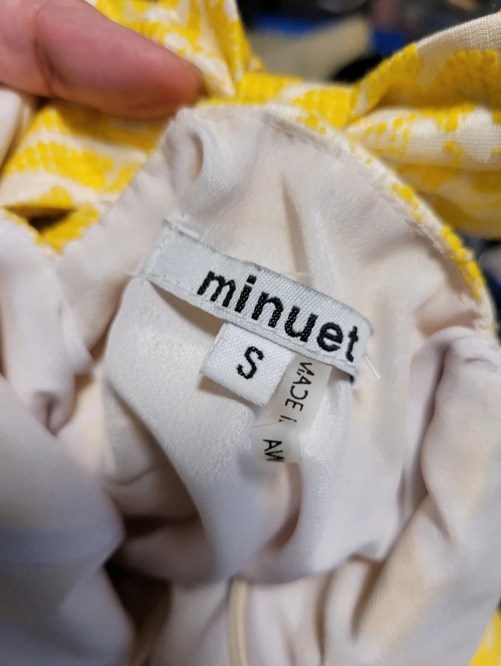 ✨️HP✨️Minuet | Yellow/White Damask Sleeveless Brocade Fit & Flare Dress (SIZE S) - Picture 4 of 15